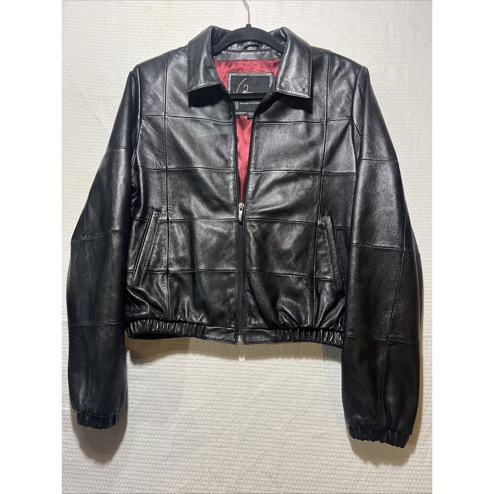 Venus Williams For Wilsons Leather Womens Black Long Sleeve Full-Zip Jacket Sz L